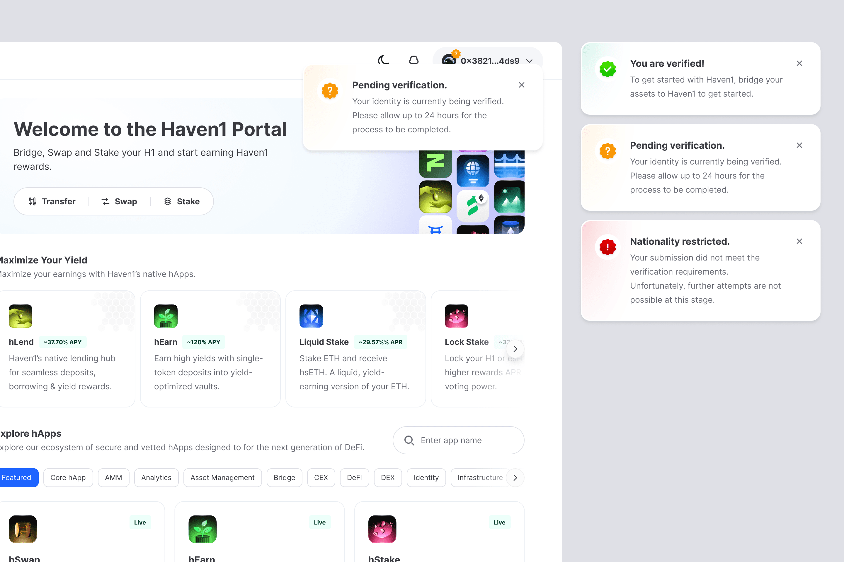 Identity verification states